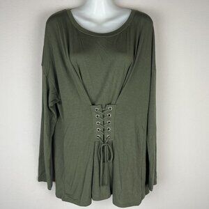 Express Corseted Long Sleeve T-Shirt Top ~ NEW